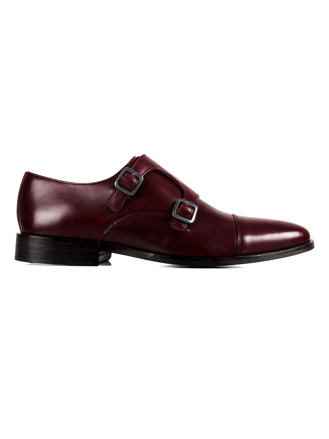 Mens burgundy monk hot sale strap shoes