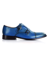 Dark Blue Premium Double Strap Toecap Monk main shoe image
