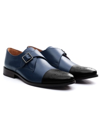Dark Blue and Black Premium Single Strap Toecap Monk alternate shoe image