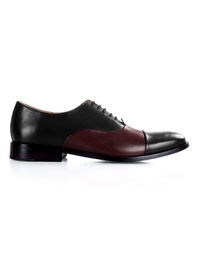 Black and Burgundy Premium Toecap Oxford main shoe image
