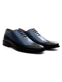 Dark Blue and Black Premium Wingtip Oxford leather shoes for men | Rapawalk