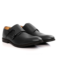 Gray Double Strap Monk Leather Shoes alternate shoe image