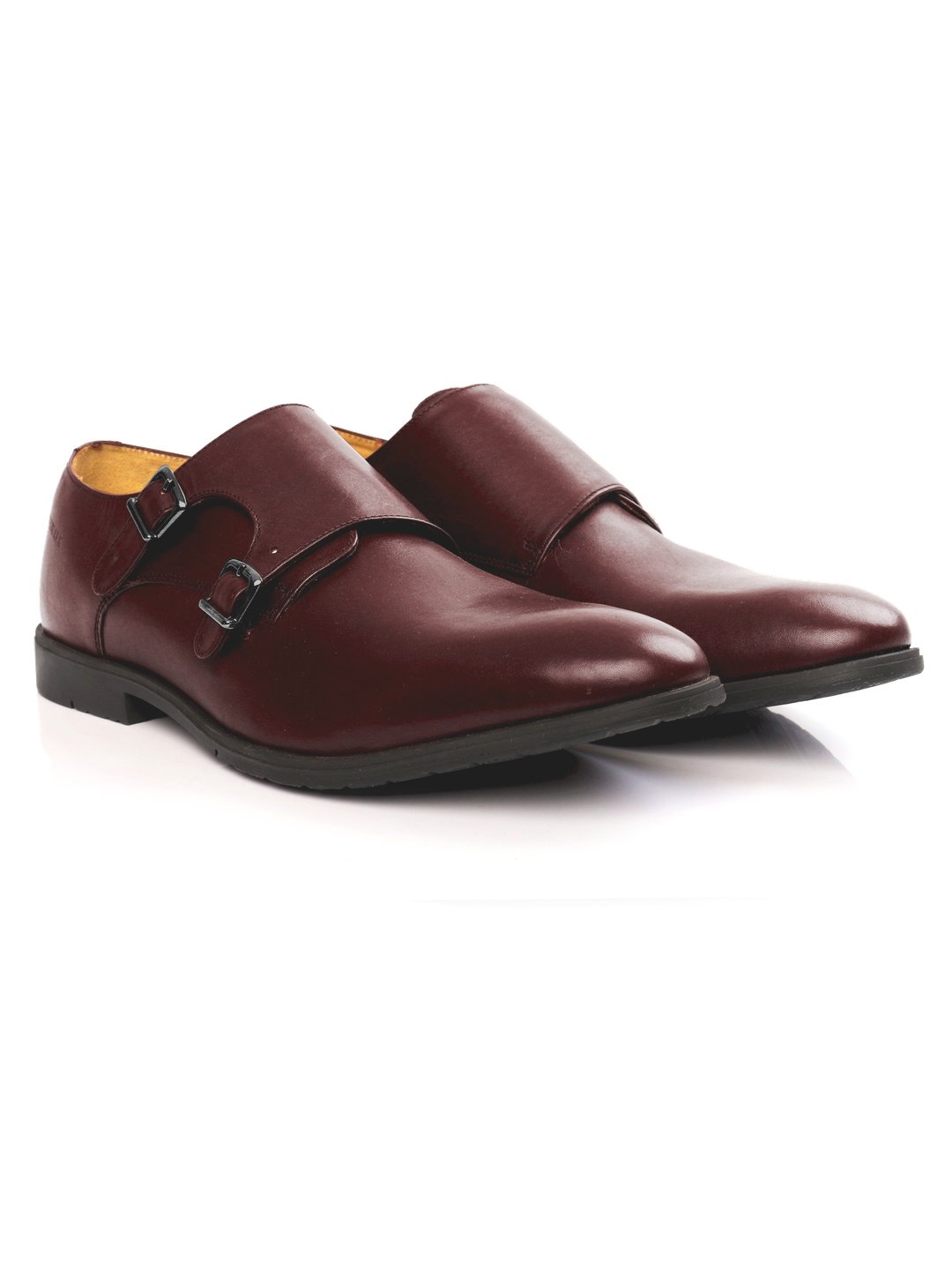 Burgundy double monk strap shoes discount