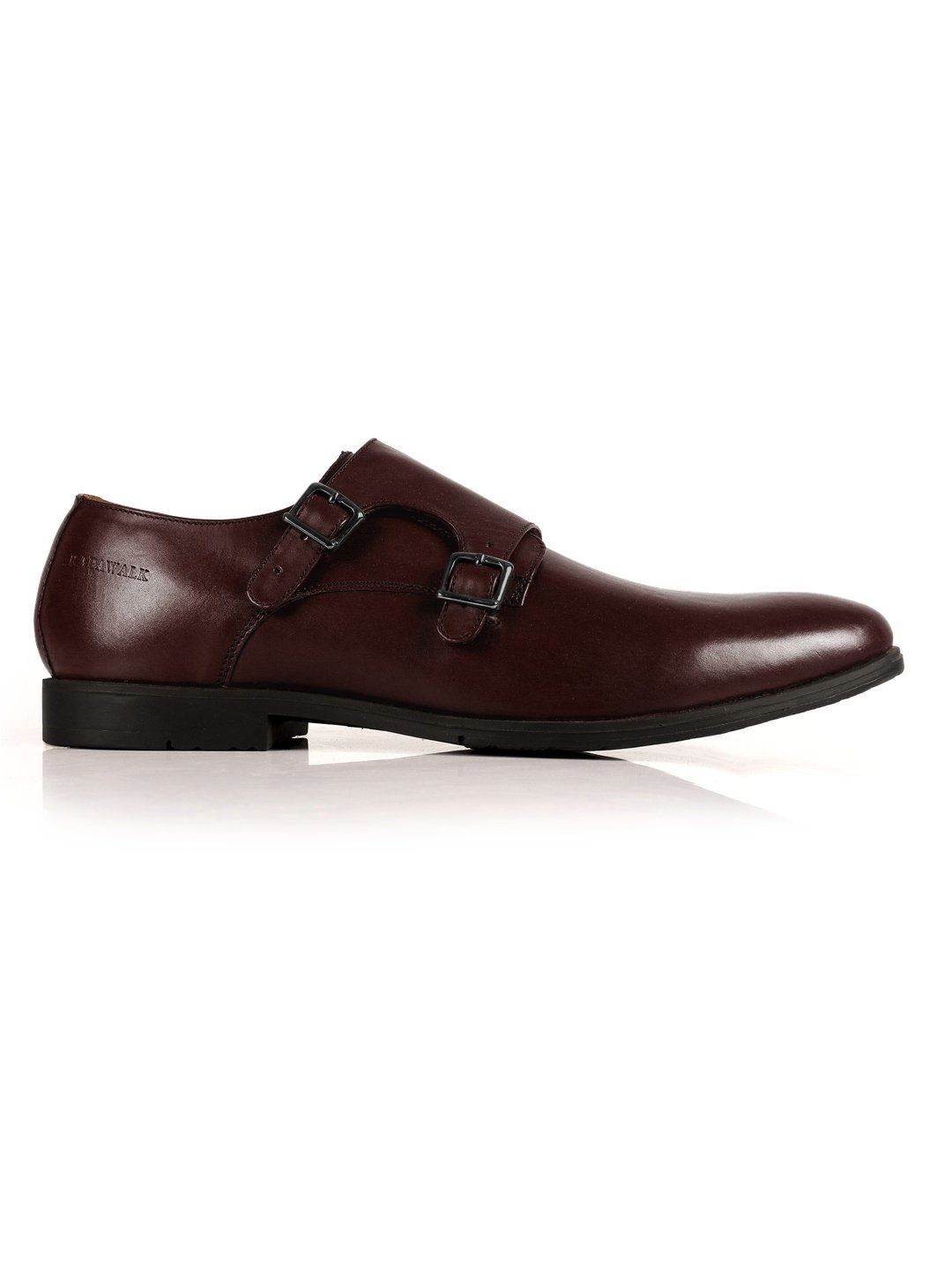 Burgundy Double Strap Monk Leather Shoes for men Rapawalk