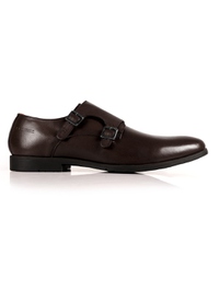 Brown Double Strap Monk Leather Shoes main shoe image