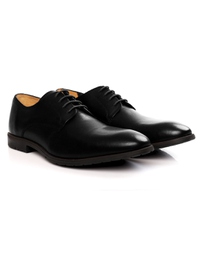 Black Plain Derby Leather Shoes alternate shoe image