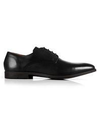 Black Plain Derby Leather Shoes main shoe image