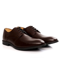 Brown Plain Derby Leather Shoes alternate shoe image