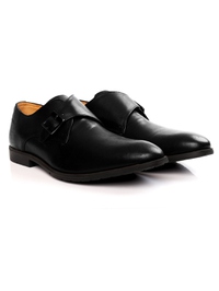 Black Single Strap Monk Leather Shoes alternate shoe image