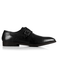 Black Single Strap Monk Leather Shoes main shoe image