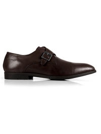 Brown Single Strap Monk Leather Shoes main shoe image