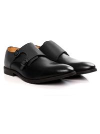 Gray and Black Double Strap Monk Leather Shoes alternate shoe image