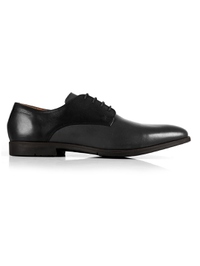 Black and Gray Plain Derby Leather Shoes main shoe image