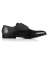 Gray and Black Plain Derby Leather Shoes main shoe image