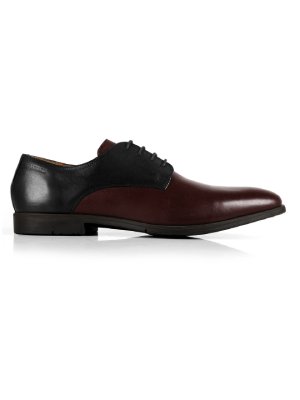 Black and Burgundy Plain Derby Leather Shoes main shoe image