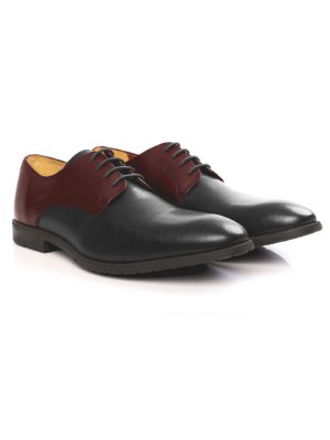 Burgundy and Black Plain Derby Leather Shoes alternate shoe image