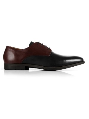 Burgundy and Black Plain Derby Leather Shoes main shoe image