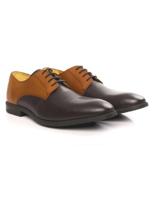 Tan and Brown Plain Derby Leather Shoes alternate shoe image