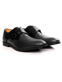 Black and Gray Single Strap Monk Leather Shoes alternate shoe image
