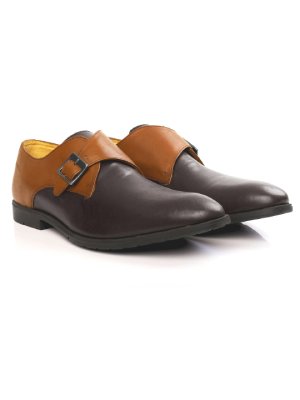 Tan and Brown Single Strap Monk Leather Shoes alternate shoe image