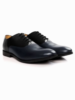 Black and Dark Blue Plain Oxford Leather Shoes alternate shoe image