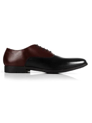 Burgundy and Black Plain Oxford Leather Shoes main shoe image