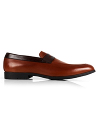 Tan and Brown Apron Halfstrap Slipon Leather Shoes main shoe image