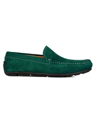 Green Plain Apron Moccasins Leather Shoes main shoe image