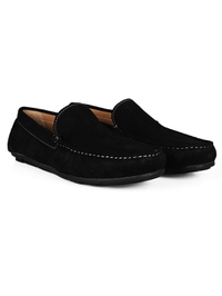 Black Plain Apron Moccasins Leather Shoes alternate shoe image