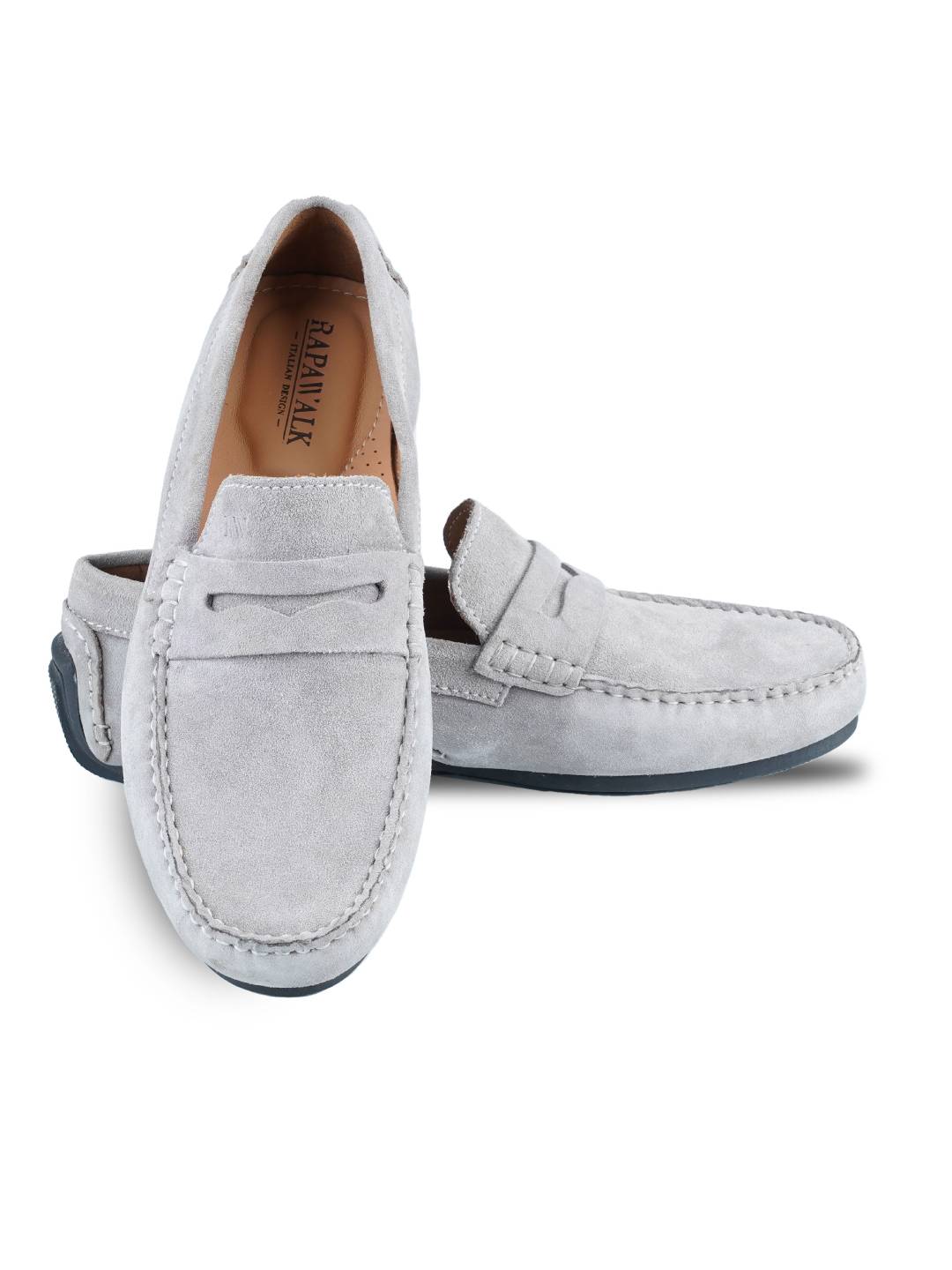 Mens grey hot sale moccasin shoes