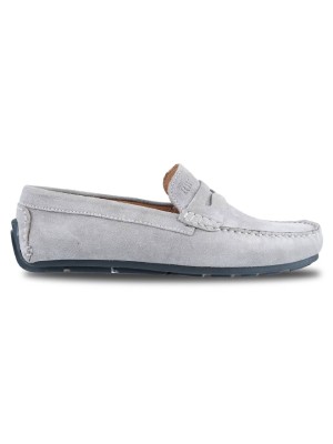 Gray Penny Loafer Moccasins Leather Shoes main shoe image