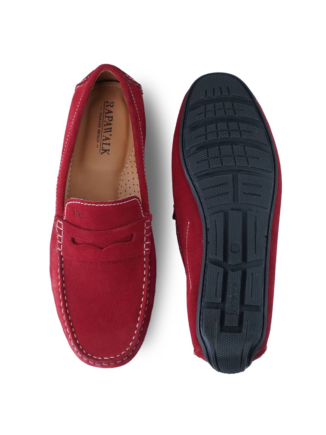 Red Penny Loafer Moccasins Leather Shoes