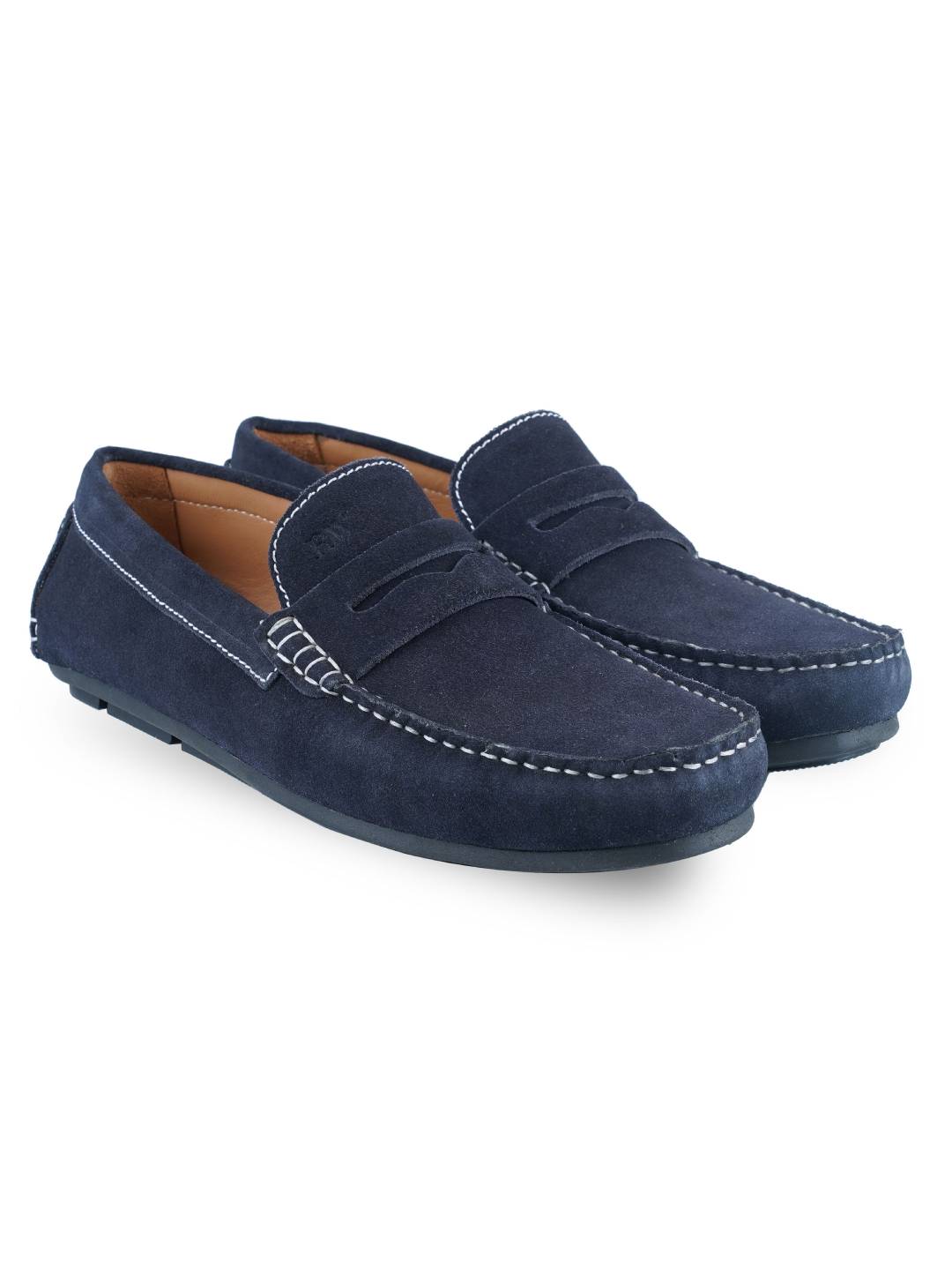 Navy Blue Penny Loafer Moccasins Leather Shoes leather shoes for men |  Rapawalk