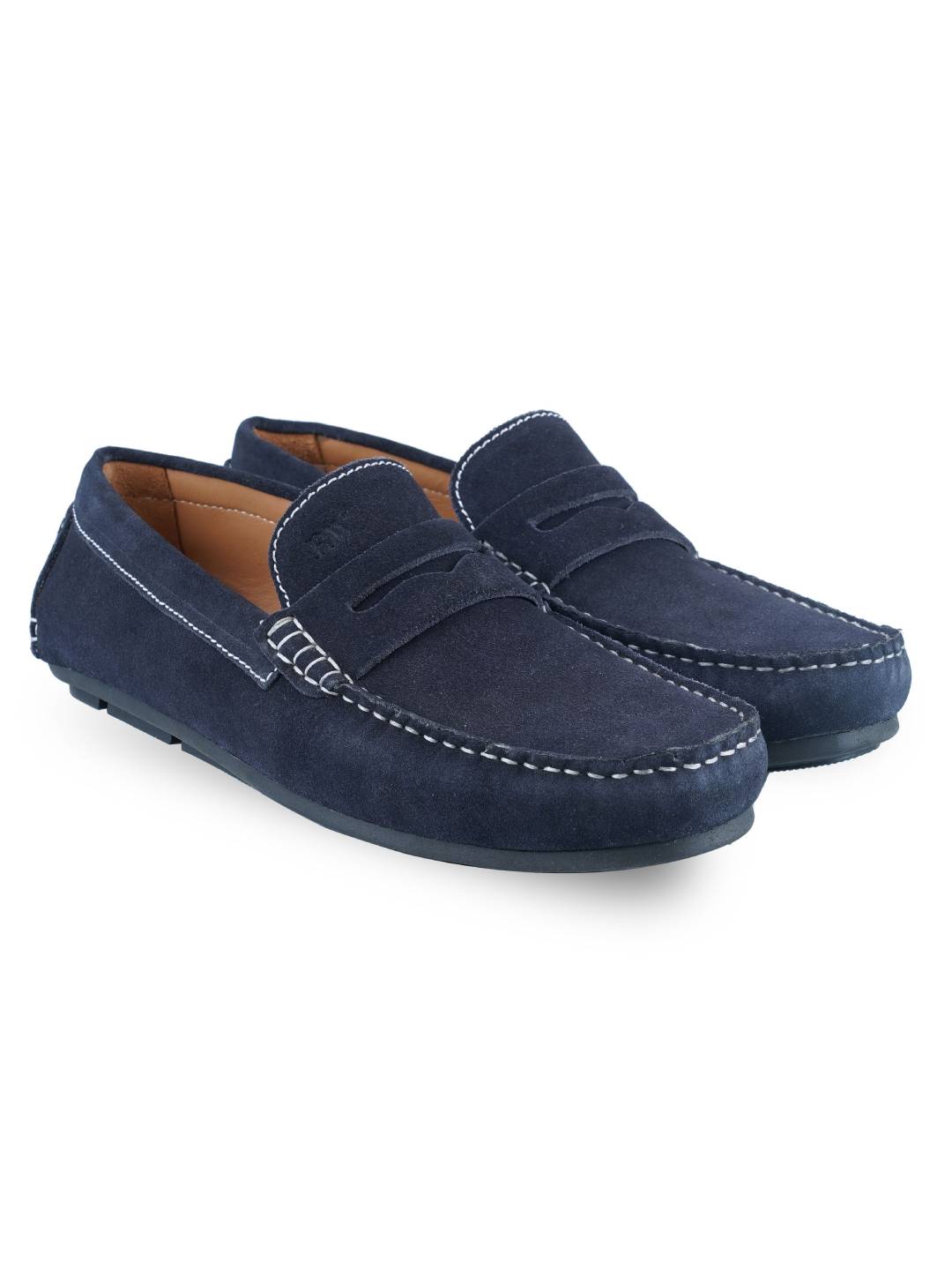 Navy Blue Penny Loafer Moccasins Leather Shoes leather shoes for