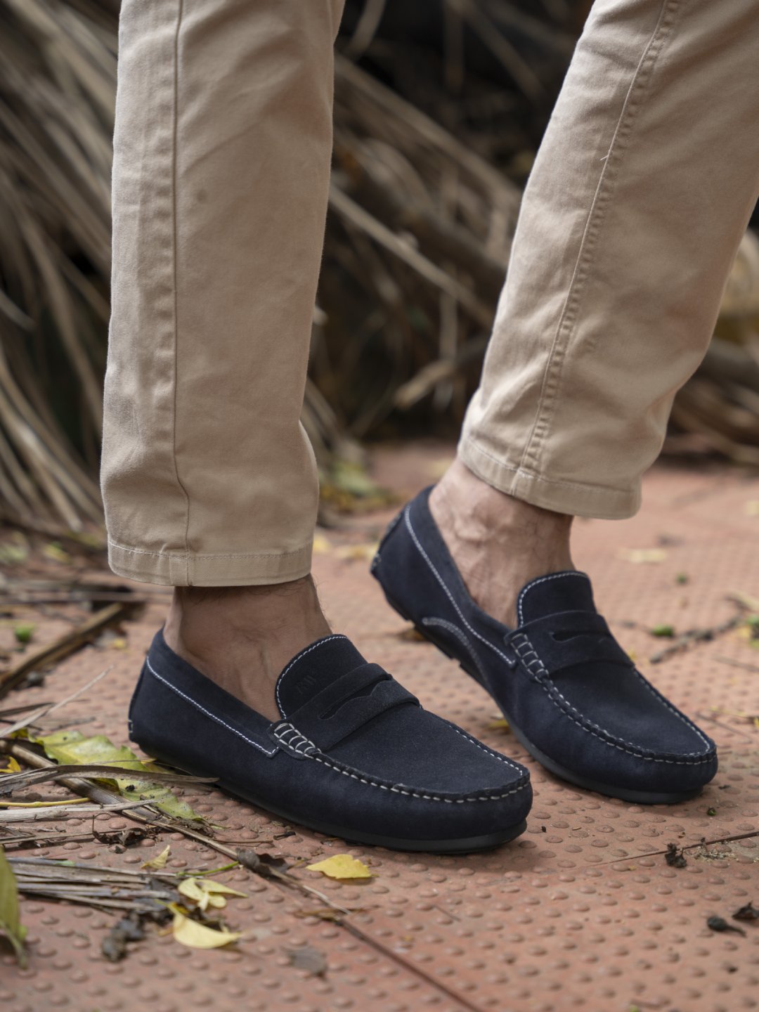 Navy Blue Penny Loafer Moccasins Leather Shoes leather shoes for