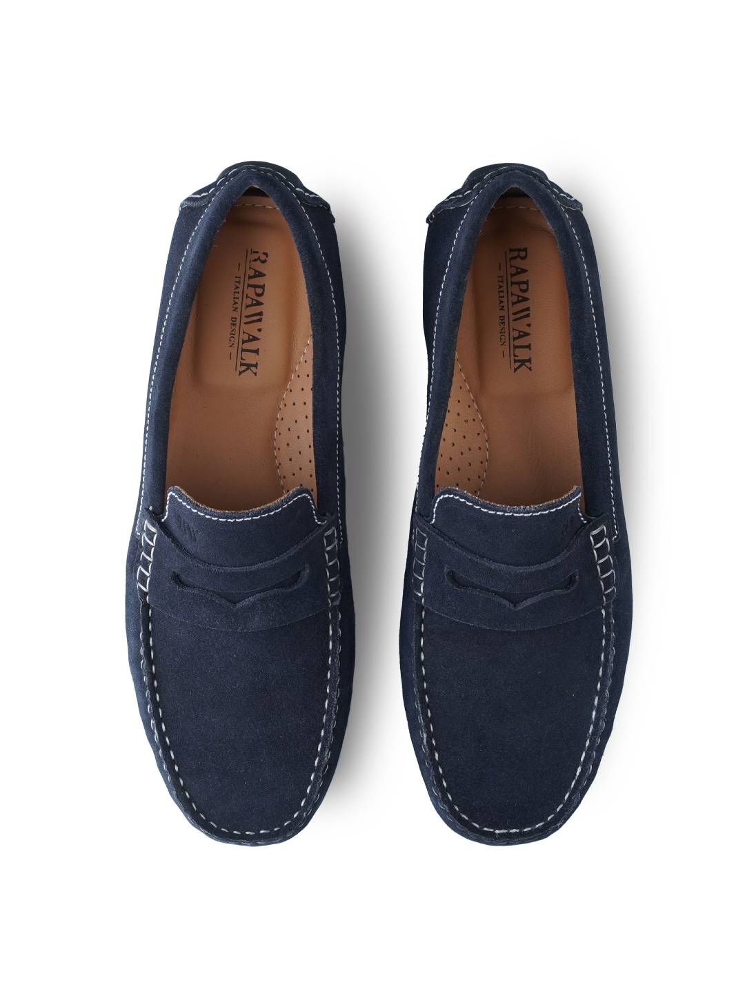Navy blue driving moccasins on sale