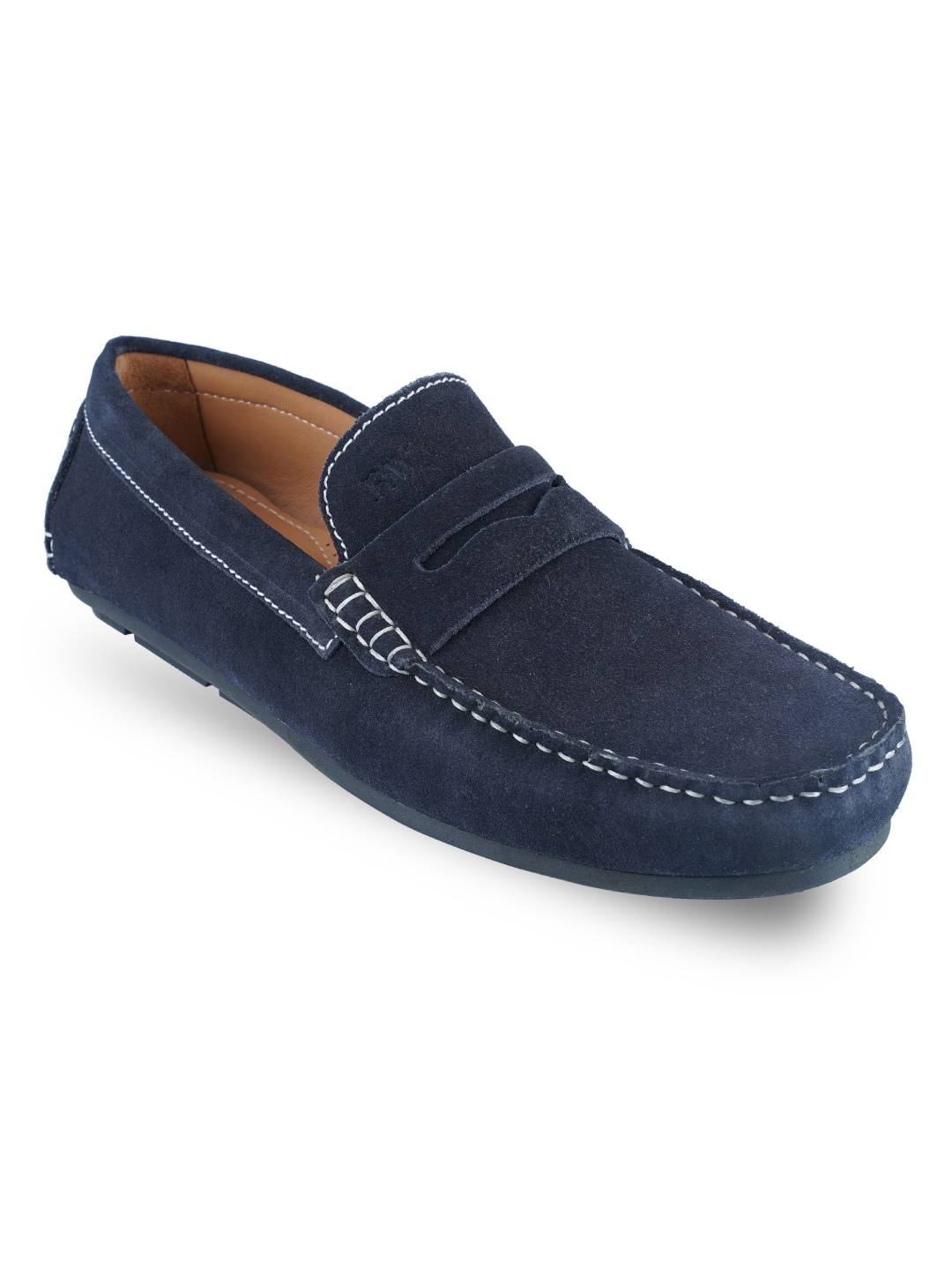 Navy Blue Penny Loafer Moccasins Leather Shoes leather shoes for
