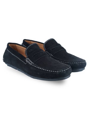 Black Penny Loafer Moccasins Leather Shoes alternate shoe image