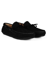 Black Boat Moccasins Leather Shoes alternate shoe image