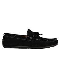 Black Boat Moccasins Leather Shoes main shoe image