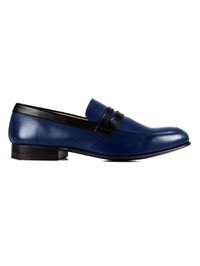 Dark Blue and Black Premium Apron Halfstrap Slipon main shoe image