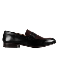 Black and Brown Premium Apron Halfstrap Slipon main shoe image