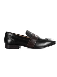 Black and Brown Premium Wingcap Slipon main shoe image