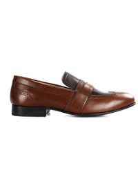 Coffee Brown and Brown Premium Wingcap Slipon main shoe image