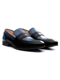 Black and Dark Blue Premium Wingcap Slipon alternate shoe image