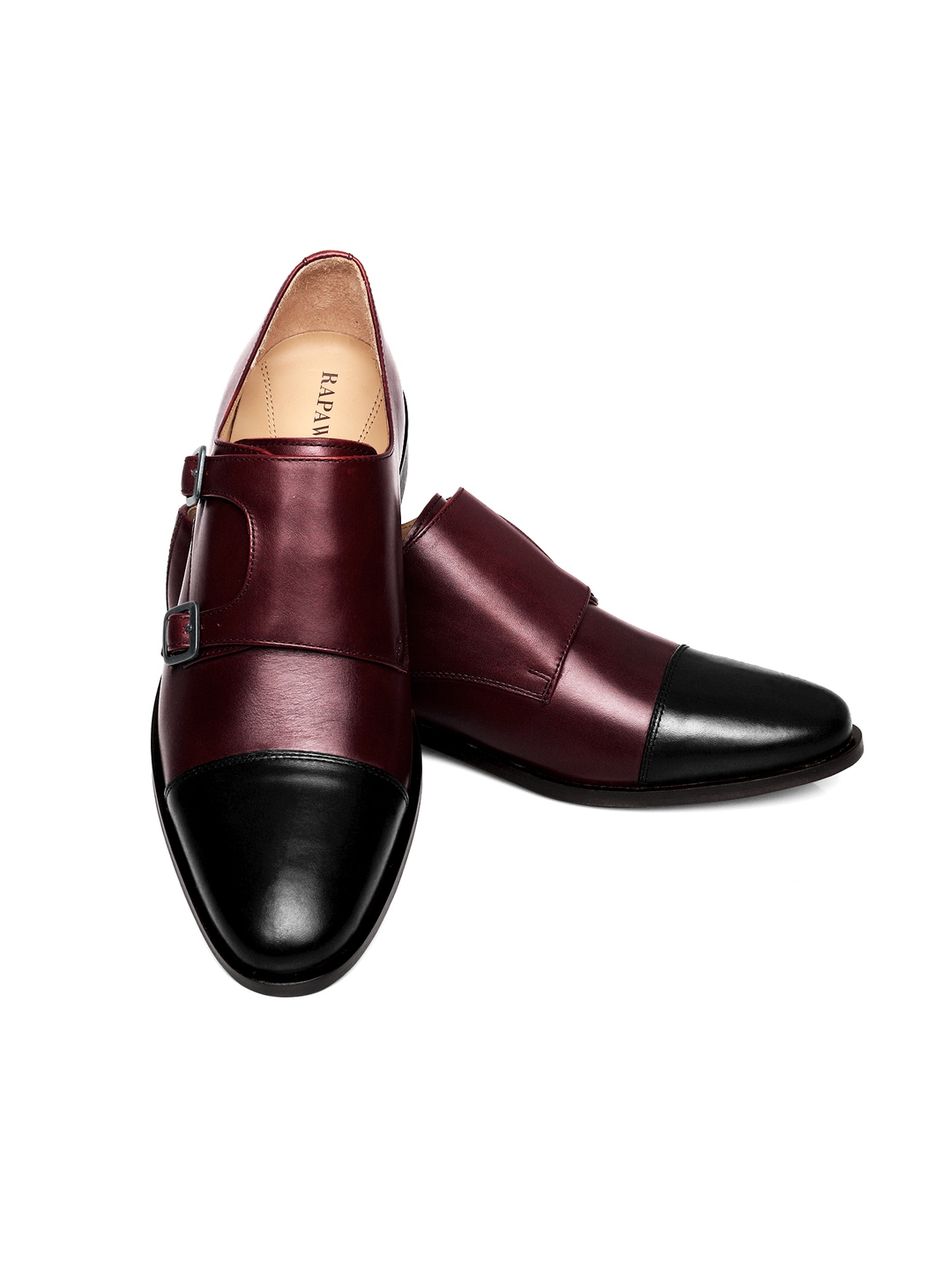 black and burgundy shoes