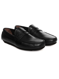 Black Penny Loafer Moccasins Leather Shoes alternate image