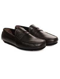 Brown Penny Loafer Moccasins Leather Shoes alternate shoe image