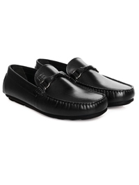 Black Buckle Moccasins Leather Shoes alternate shoe image