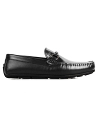 Black Buckle Moccasins Leather Shoes main shoe image